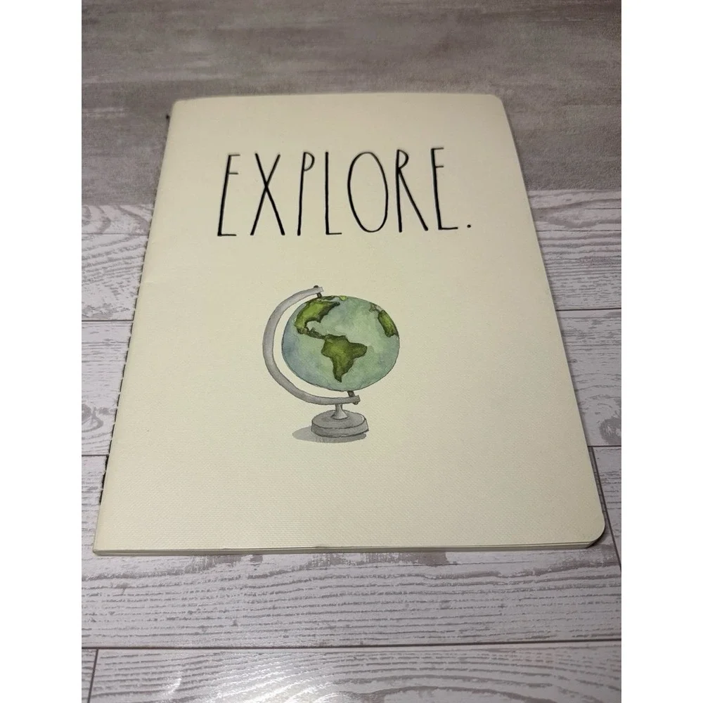 Rae Dunn EXPLORE Journal Notebook Large 8x10 Unused Blank Watercolor Globe